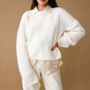 Just Female White Rebelo Cropped Jumper Sweater Size XS 23989